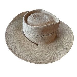 Sun Body Palm Leaf Straw Hat Wide Brim Western Cowboy Hat Chin Strap